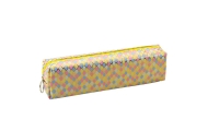 School Pencil Case Organizer Mermaid Scales Pattern Large Yellow Zipper 21x6cm