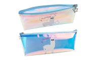 Vaikiškas holografinis mokyklinis pieštukinis dėklas su Lama Blue 21x6cm