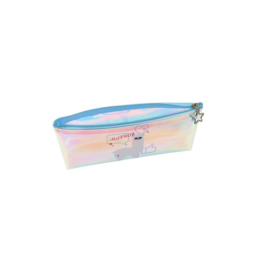 Vaikiškas holografinis mokyklinis pieštukinis dėklas su Lama Blue 21x6cm