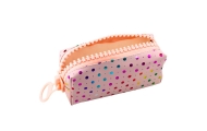 School Pencil Case Organizer Colorful Dots Large Zipper Pink 21x8cm