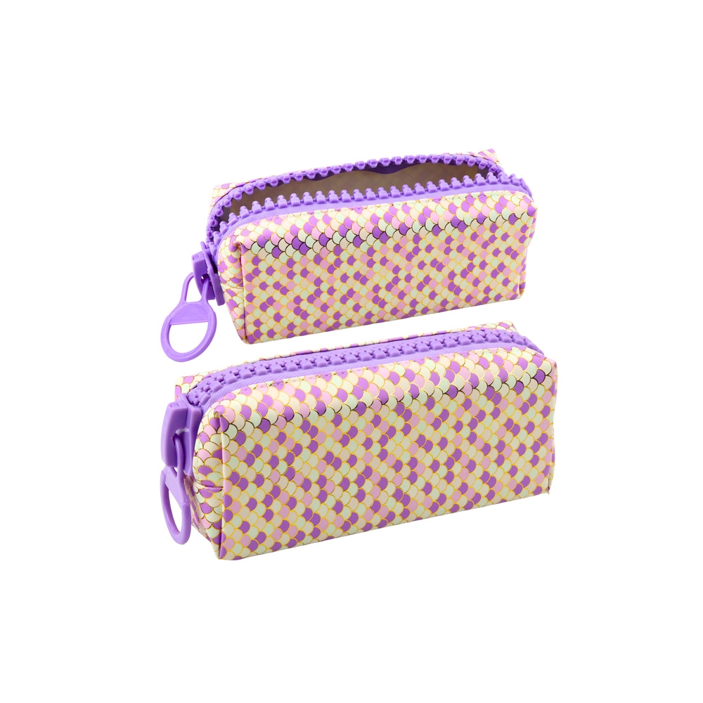 Undinėlė svarstyklės modelis Didelis violetinės spalvos užtrauktukas mokyklinis pieštukų dėklas 21x8cm