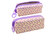 School Pencil Case Organizer Mermaid Scales Pattern Large Purple Zipper 21x8cm