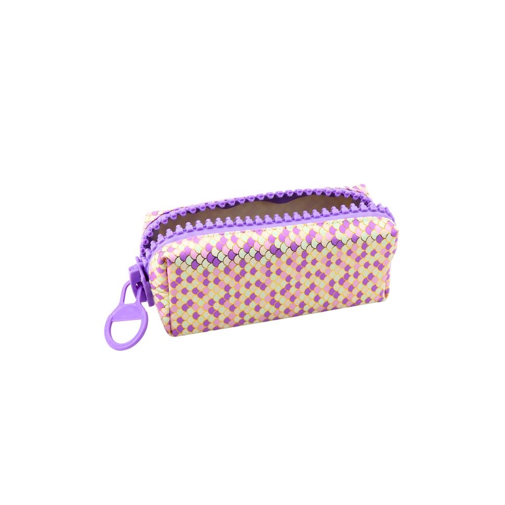 Undinėlė svarstyklės modelis Didelis violetinės spalvos užtrauktukas mokyklinis pieštukų dėklas 21x8cm