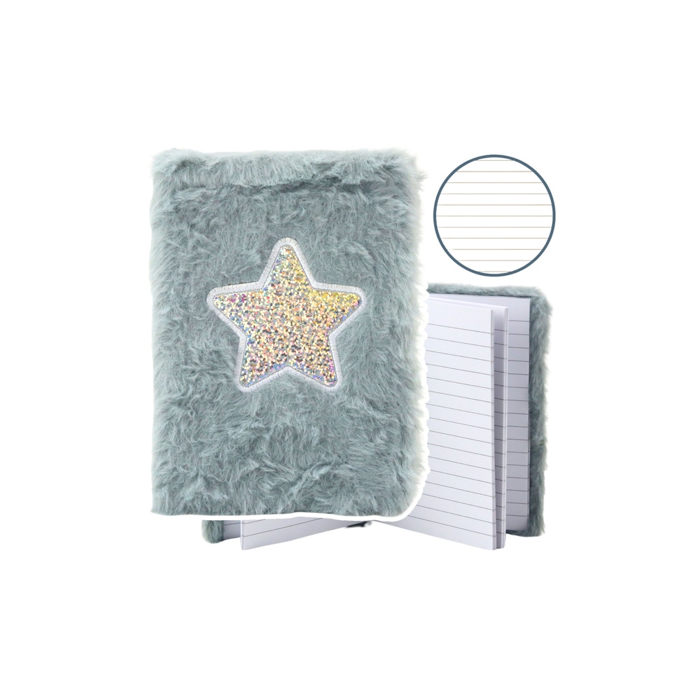Pliušinė užrašų knygutė Shiny Star Grey A6, 80 lapų
