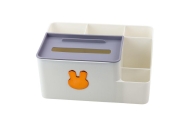 Desk Organizer with Tissue Box Gold Rabbit White