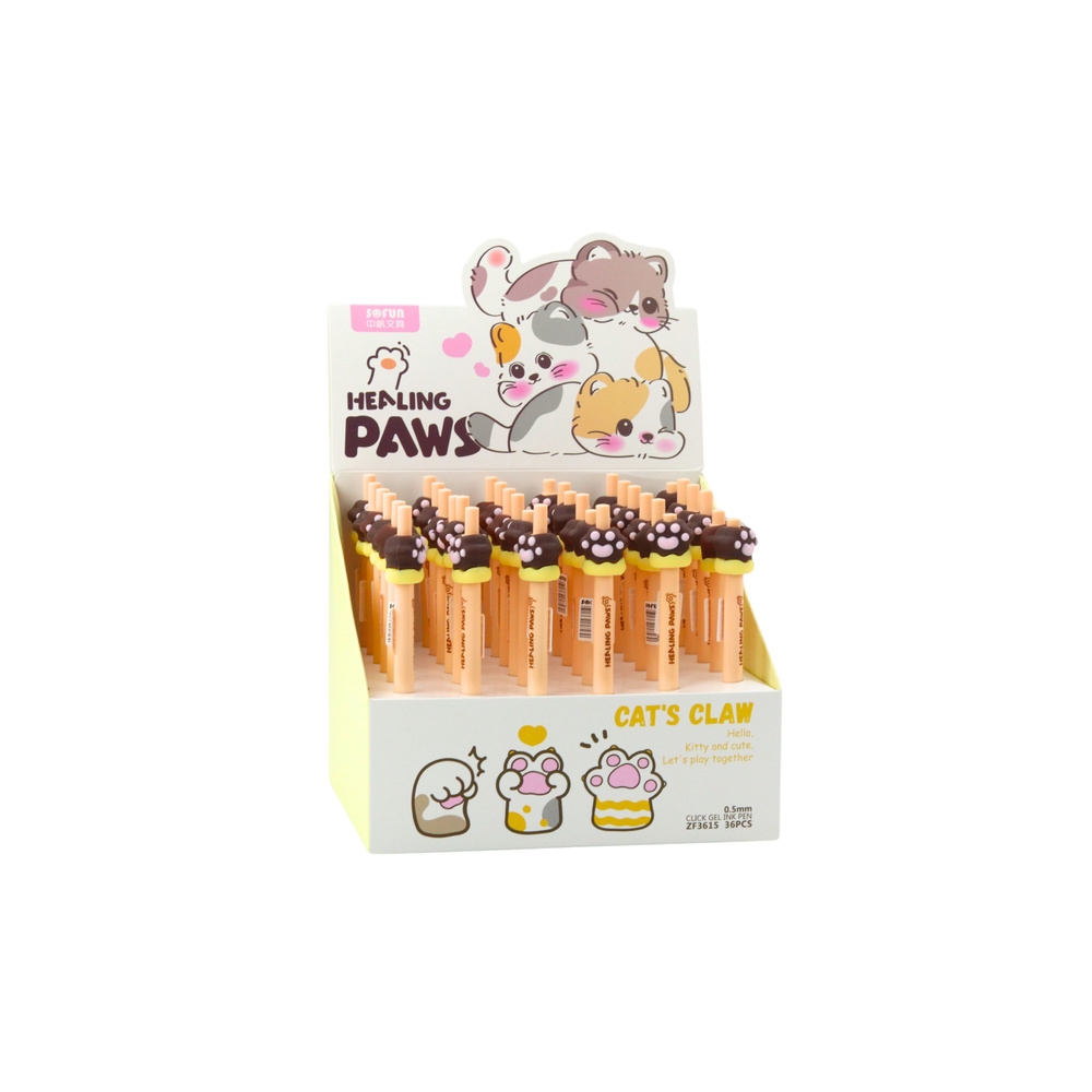Gelinis rašiklis Cat's Paw 15 cm 0,5 mm, rudas