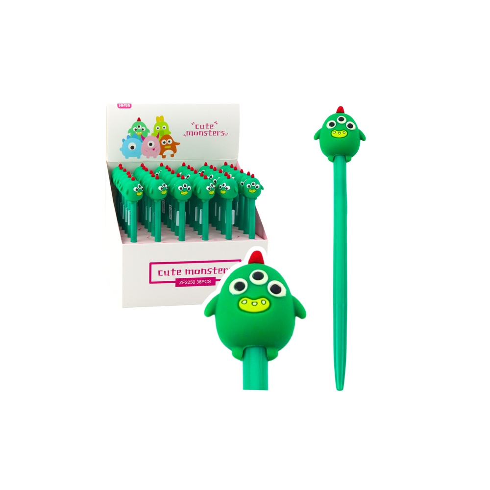 Długopis Żelowy Zielony Stworek Niebieski Tusz 17cm 0.5mm
