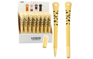 Cat Paw Gel Pen Blue Ink Cap Stripes Yellow 16.5cm