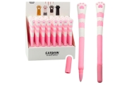 Cat Paw Gel Pen Blue Ink Pink Cap 16.5cm