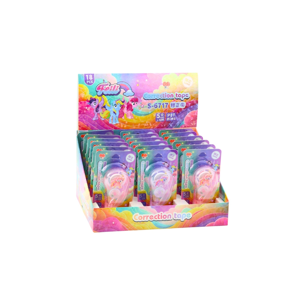 Pelė Mokyklinė biuro korekcinė juosta 6 m x 5 mm Vienaragis Rožinė Violetinė