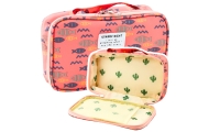 School Pencil Case Organizer Roomy Additional Pocket Fish Pink 21.5cm