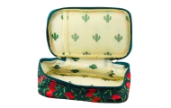 School Pencil Case Organizer Roomy Additional Pocket Cherries Green 21.5cm