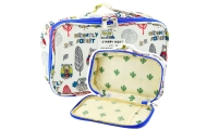Pencil Case School Organizer Cosmetic Bag Pocket Owls White 22.5cm