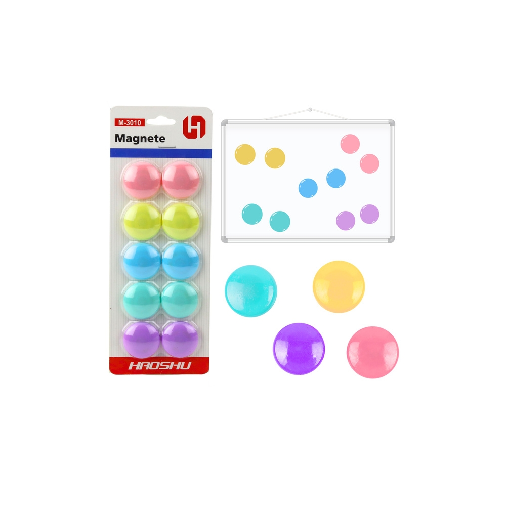 Spalvotų magnetų rinkinys magnetinei lentai, 10 vnt., 3 cm