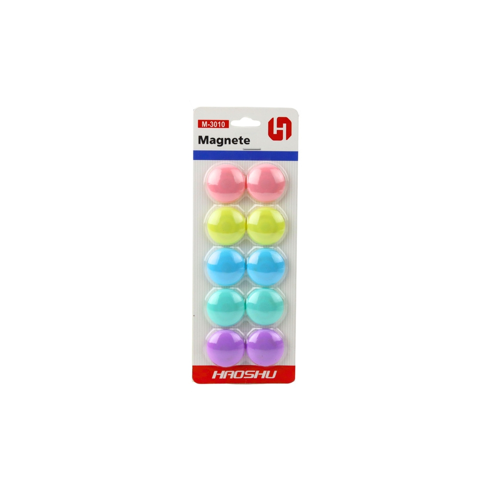 Spalvotų magnetų rinkinys magnetinei lentai, 10 vnt., 3 cm