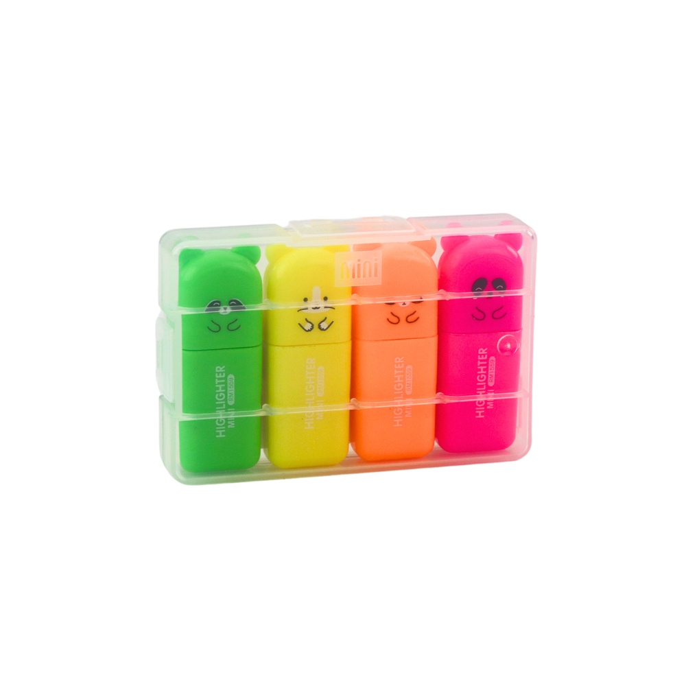 Mini žymeklių rinkinys "Teddy Bears" spalvotas plastikinis dėklas 5 vnt