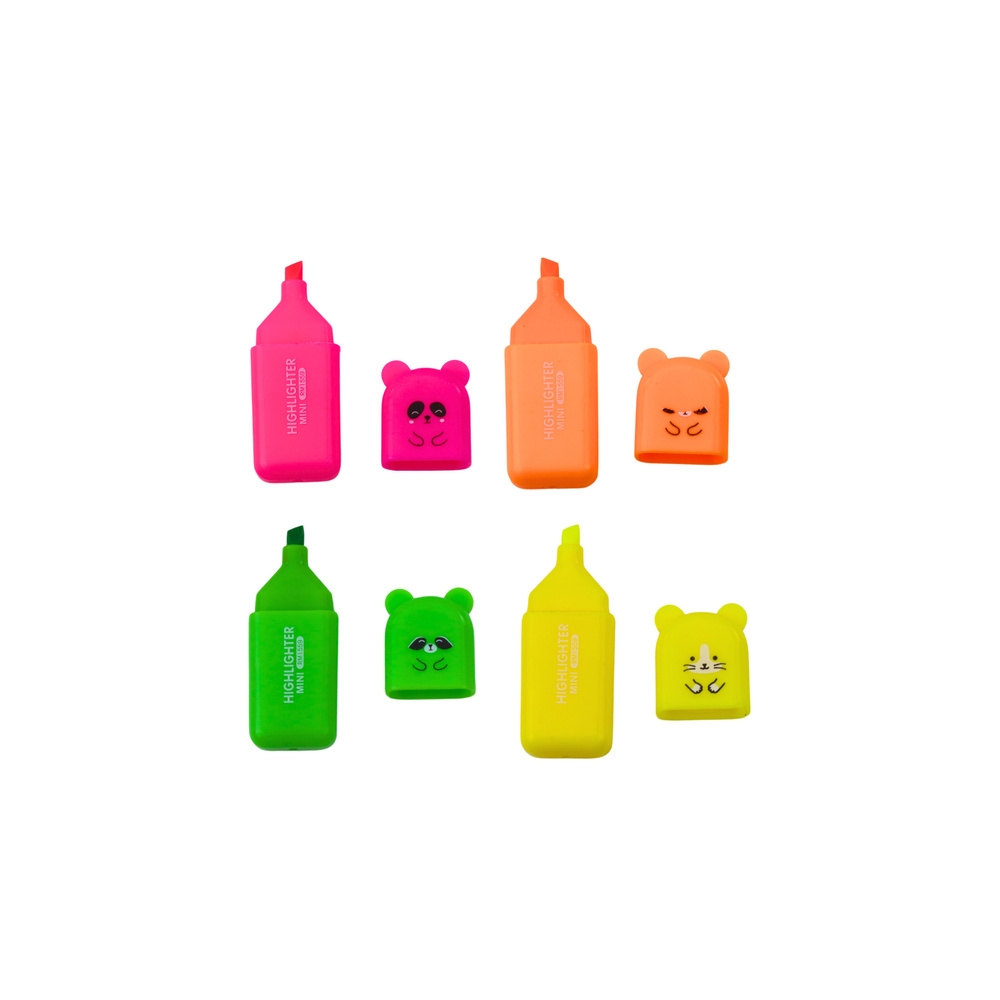 Mini žymeklių rinkinys "Teddy Bears" spalvotas plastikinis dėklas 5 vnt
