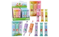 Highlighter Set Pink Blue Animal Motif Two Tips 3pcs