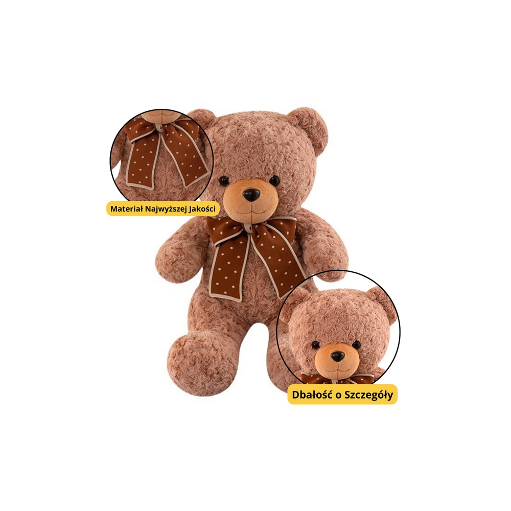Cuddly Toy pliušinis talismanas Cuddly Teddy meškiukas su taškuotu lankeliu 45cm