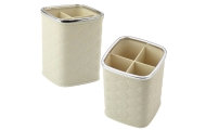 Keturių skyrių šepetėlių organizatorius 12 x 9,5 cm, baltas