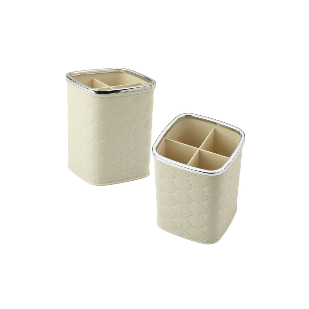 Keturių skyrių šepetėlių organizatorius 12 x 9,5 cm, baltas