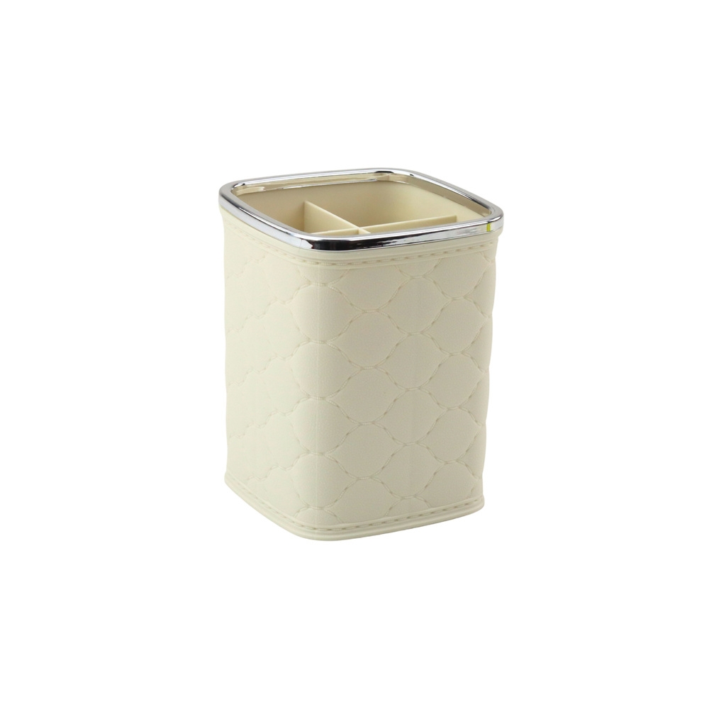Keturių skyrių šepetėlių organizatorius 12 x 9,5 cm, baltas