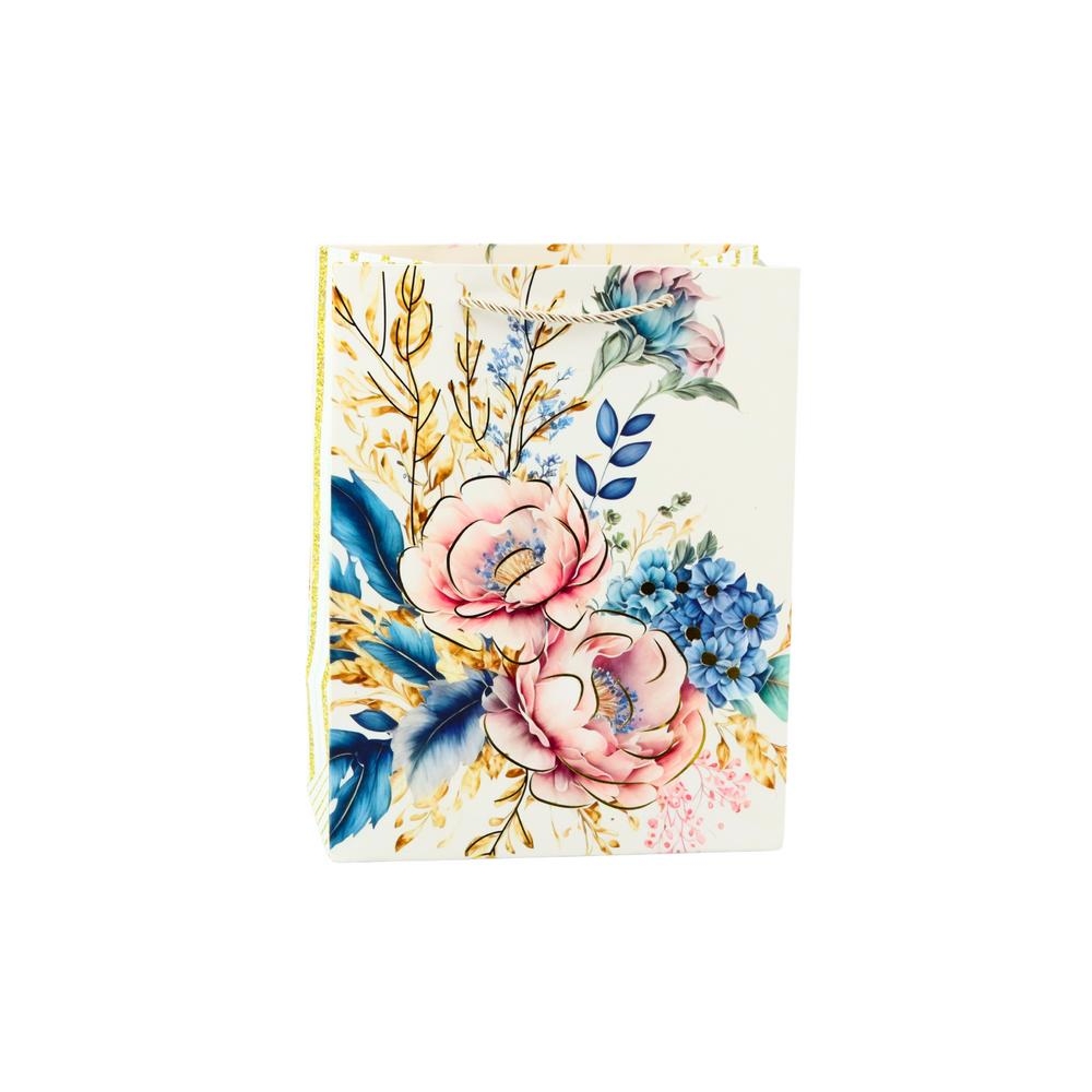Dovanų maišelis "Flowers Gold Elements" 23 x 18 x 10 cm