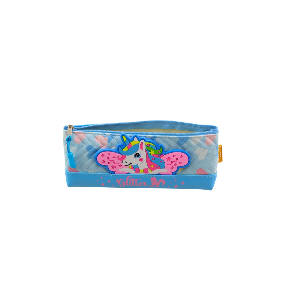 Mokyklinis pieštukinis dėklas su vienaragiu mėlynos spalvos 20 x 8,5 cm
