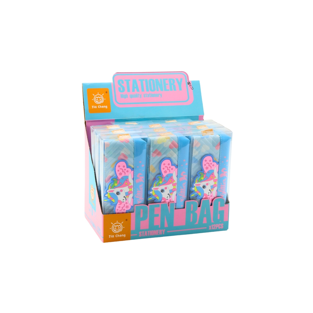 Pencil Case School Kit with Unicorn Blue 20 x 8.5cm