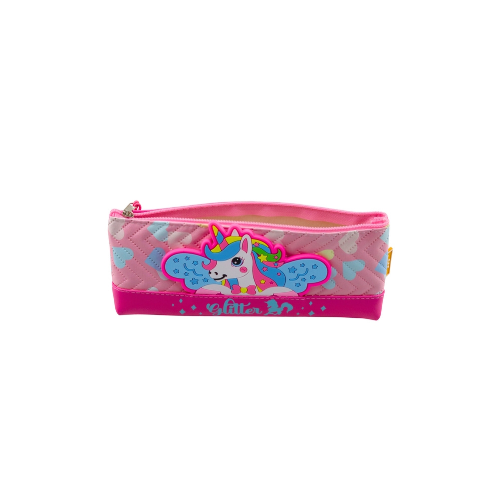 Mokyklinis pieštukinis dėklas su vienaragiu rožinės spalvos 20 x 8,5 cm