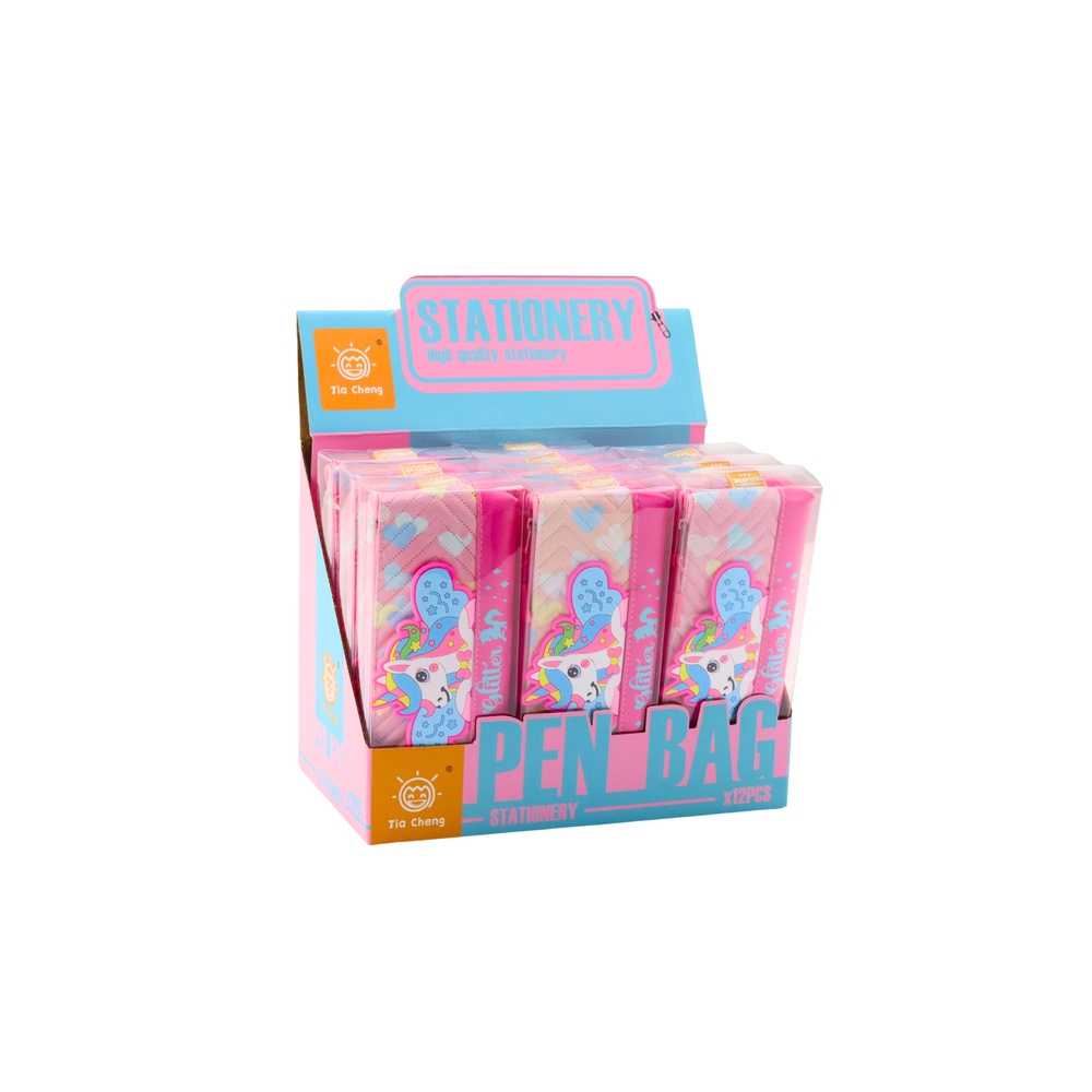 Mokyklinis pieštukinis dėklas su vienaragiu rožinės spalvos 20 x 8,5 cm