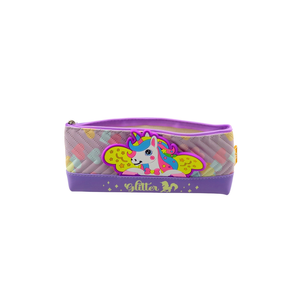 Mokyklinis pieštukinis dėklas su vienaragiu violetinės spalvos 20 x 8,5 cm