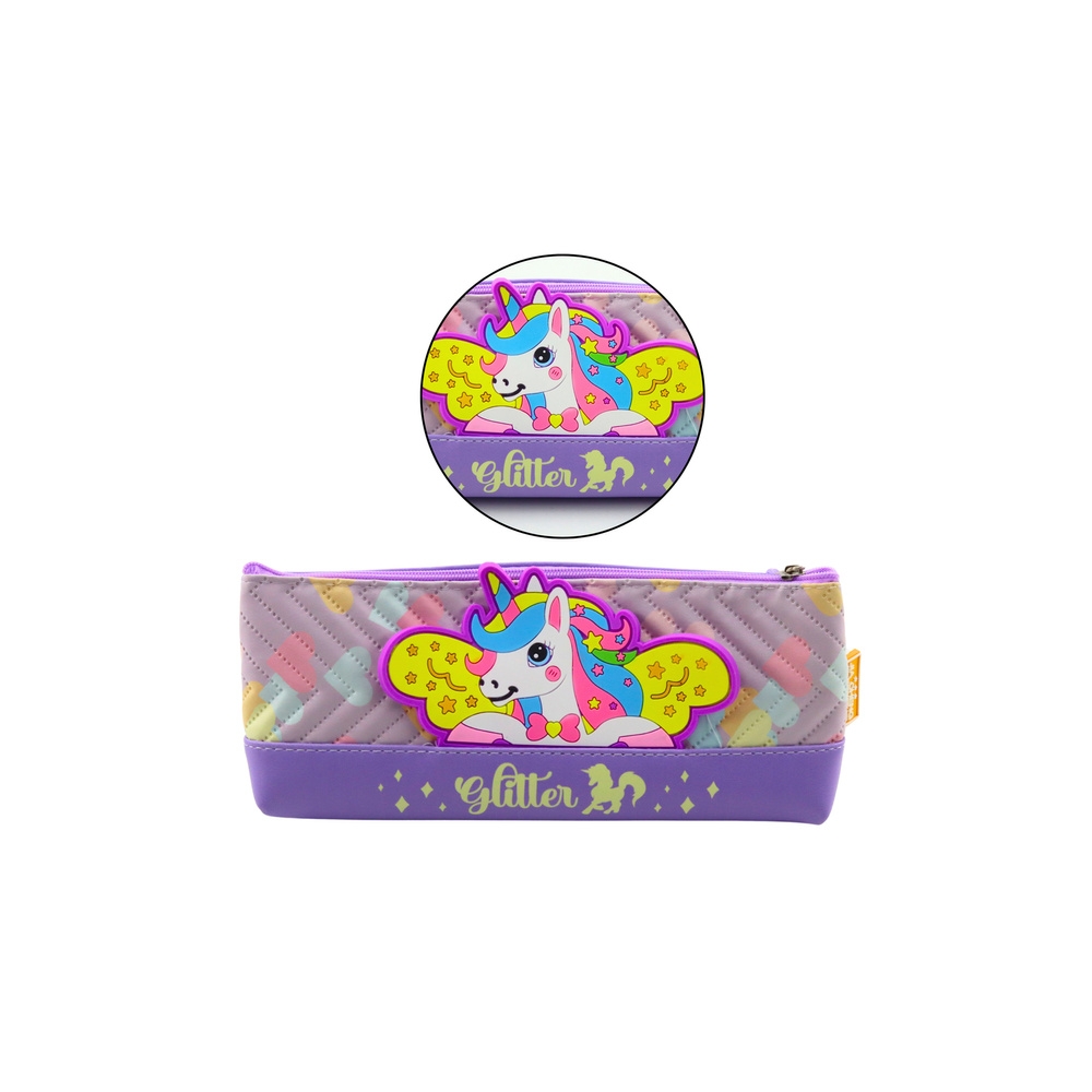 Mokyklinis pieštukinis dėklas su vienaragiu violetinės spalvos 20 x 8,5 cm
