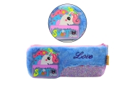 Plush Unicorn Pencil Case Glittering Elements Unicorn Blue