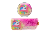 Plush Unicorn Pencil Case with Shiny Pink Unicorn Elements