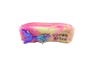 Plush Pencil Case With Mermaid Tail Sequins Pink Purple