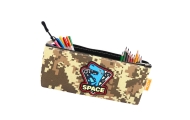 Pencil Case Space Dinosaur Pixels Khaki 20x8cm