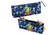 Pencil Case Space Dinosaur Pixels Blue 20x8cm