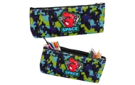 Pencil Case Space Dinosaur Pixels Blue Green 20x8cm