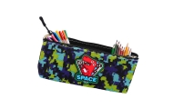 Pencil Case Space Dinosaur Pixels Blue Green 20x8cm