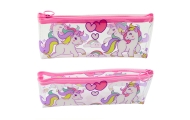 School Pencil Case for Girls Transparent Clear Unicorns