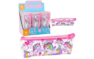 School Pencil Case Transparent Unicorns 20 x 8.5 x 4cm
