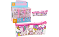 Pencil Case School Kit Transparent Donut Unicorns 20 x 8.5 x 4cm