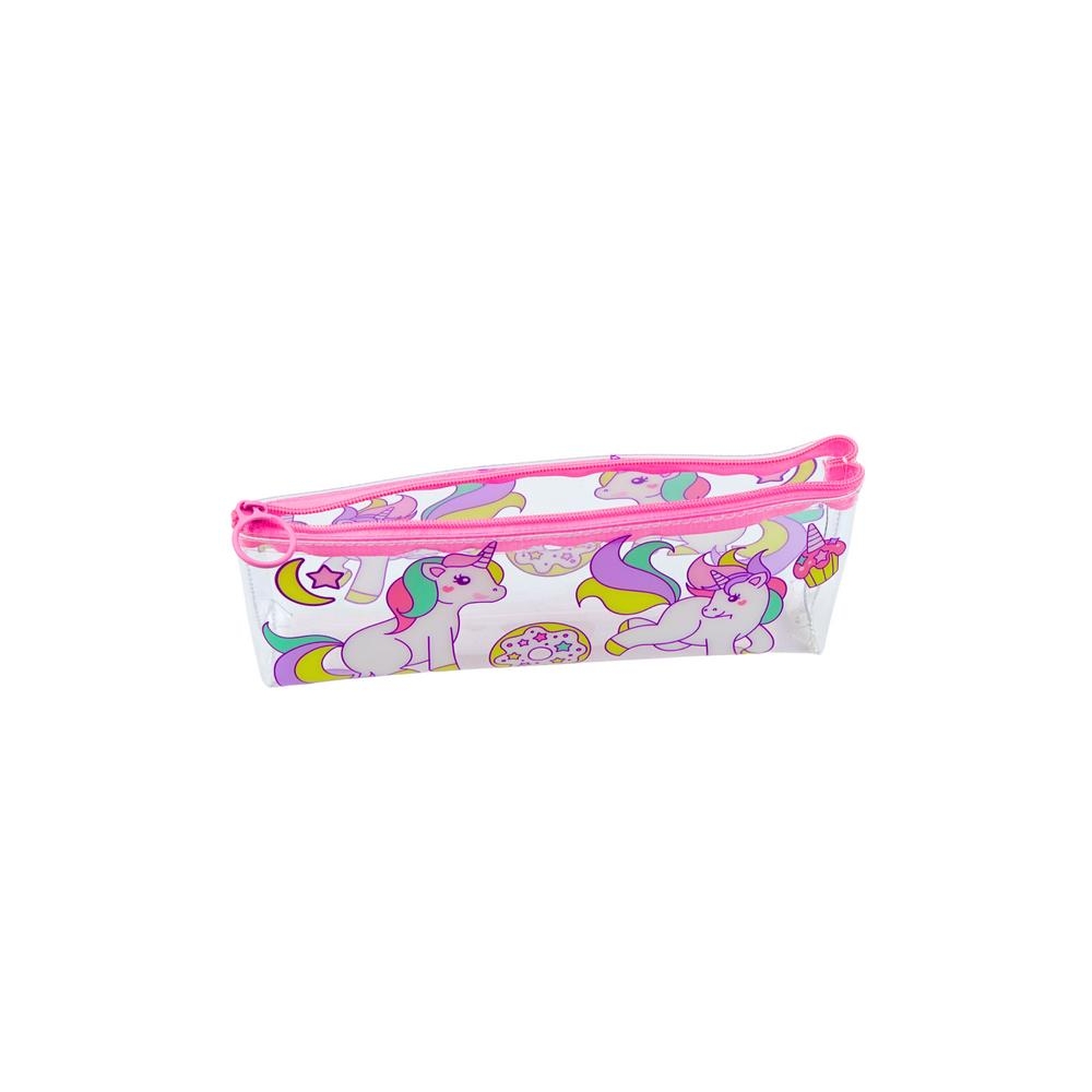 Mokyklinis pieštukinis dėklas permatomas "Donut Unicorns" 20 x 8,5 x 4 cm