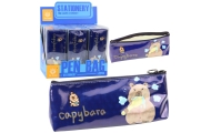 School Pencil Case Kit Capybara Brushing Teeth Navy Blue 20 x 8.5 x 4 cm