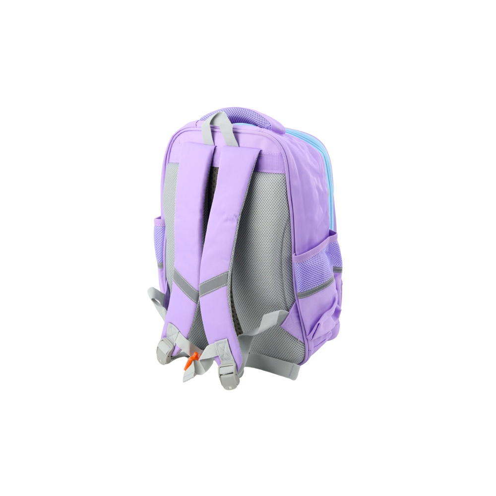 School Backpack With Patches Chest Strap Purple 16L