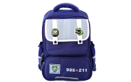 School Backpack Patches With Dinosaurs Chest Strap Navy Blue 39x27x15cm