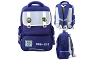 School Backpack Patches With Dinosaurs Chest Strap Navy Blue 39x27x15cm