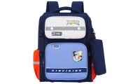 School Backpack With Dinosaur Chest Strap Navy Blue 22L