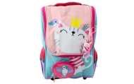 School Backpack White Cat Bag With Bird Pendant 21L